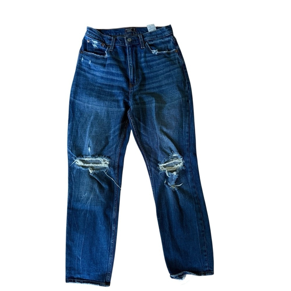 Abercrombie Curve Love Ultra High Rise Straight Jeans Women’s 28/6R distressed - Picture 3 of 10